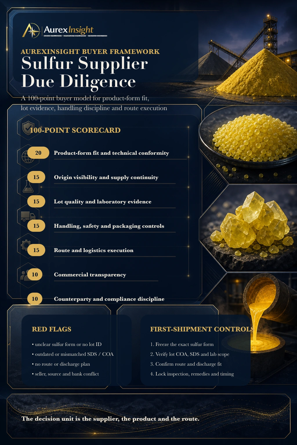 AurexInsight framework for evaluating sulfur suppliers